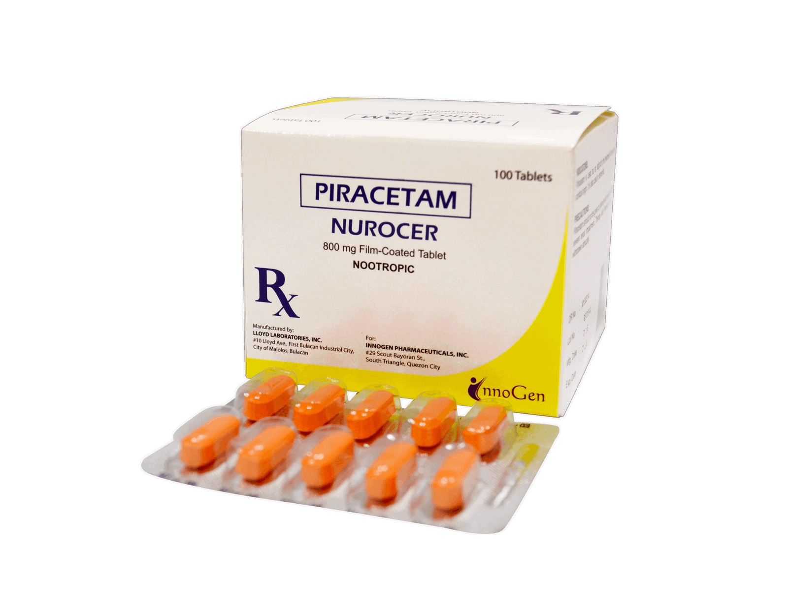 NUROCER Piracetam 800mg Film-Coated Tablet 100's price in the ...